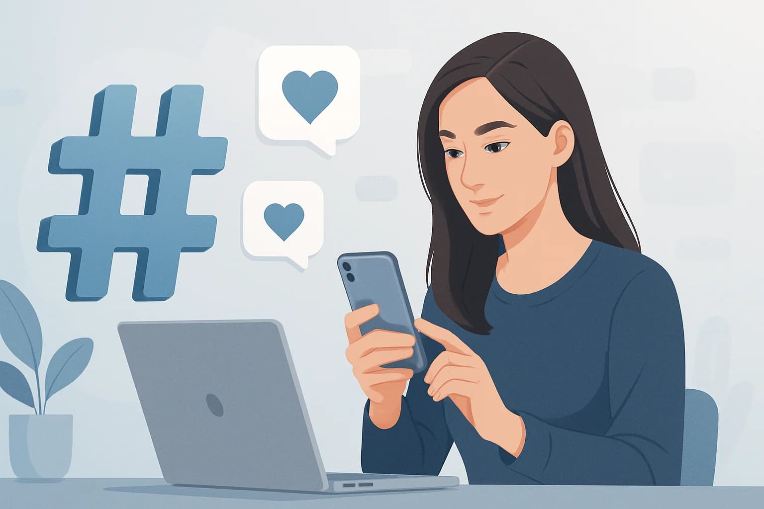 Colorful hashtag symbols emerging from a smartphone screen, illustrating how to utilize hashtags for social media growth.